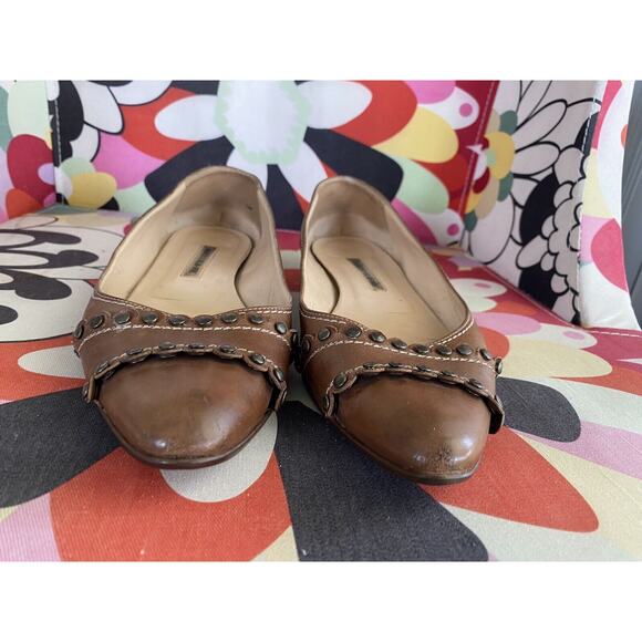 MANOLO BLAHNIK Leather Flats Made in Italy shoes 8-8.5 SEE PHOTOS measurements - Picture 4 of 13